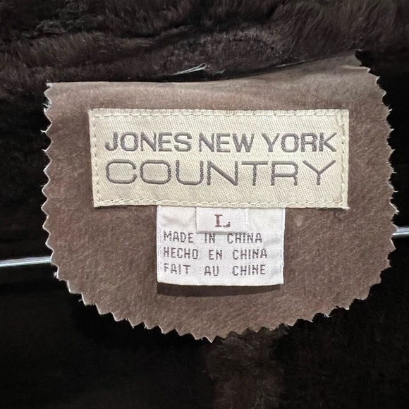 Vintage Jones New York Country Brown Suede Faux Fur Single Closure Button Coat - Picture 3 of 12